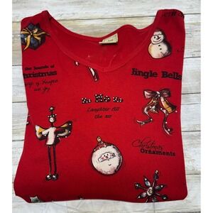 Jess & Jane Women's Christmas Snowman Long Sleeve Shirt bedazzled Size large